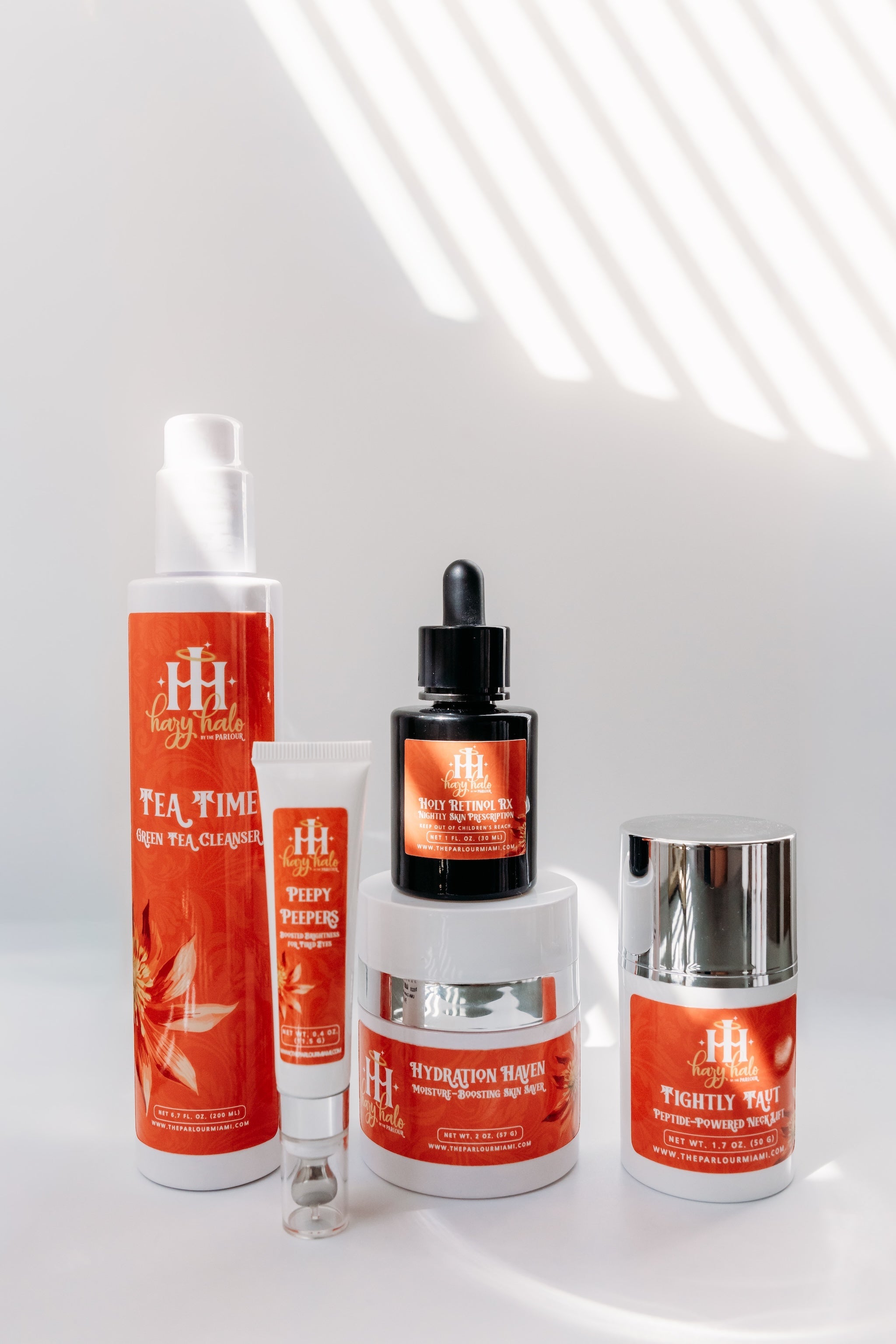 Medical grade anti-aging skincare collection with retinol, eye cream, neck cream and hydrating moisturizer.