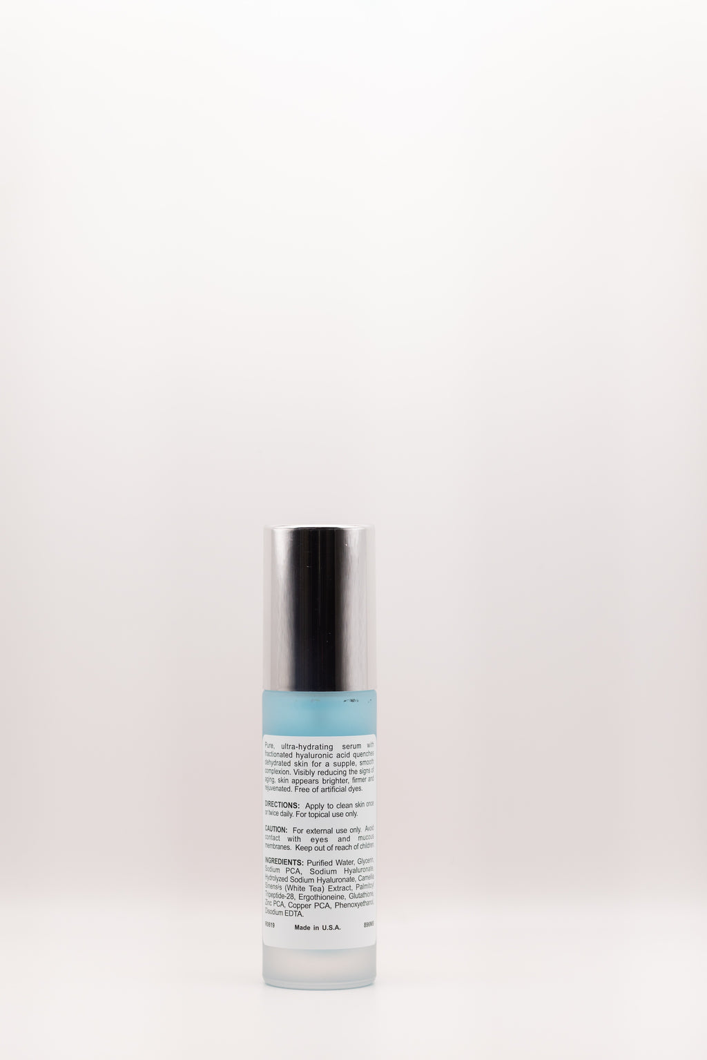 Back label of Dew Drop Mega Moisture Serum by The Parlour featuring ingredients and directions including hyaluronic acid, peptides, and hydrating humectants for dehydrated skin