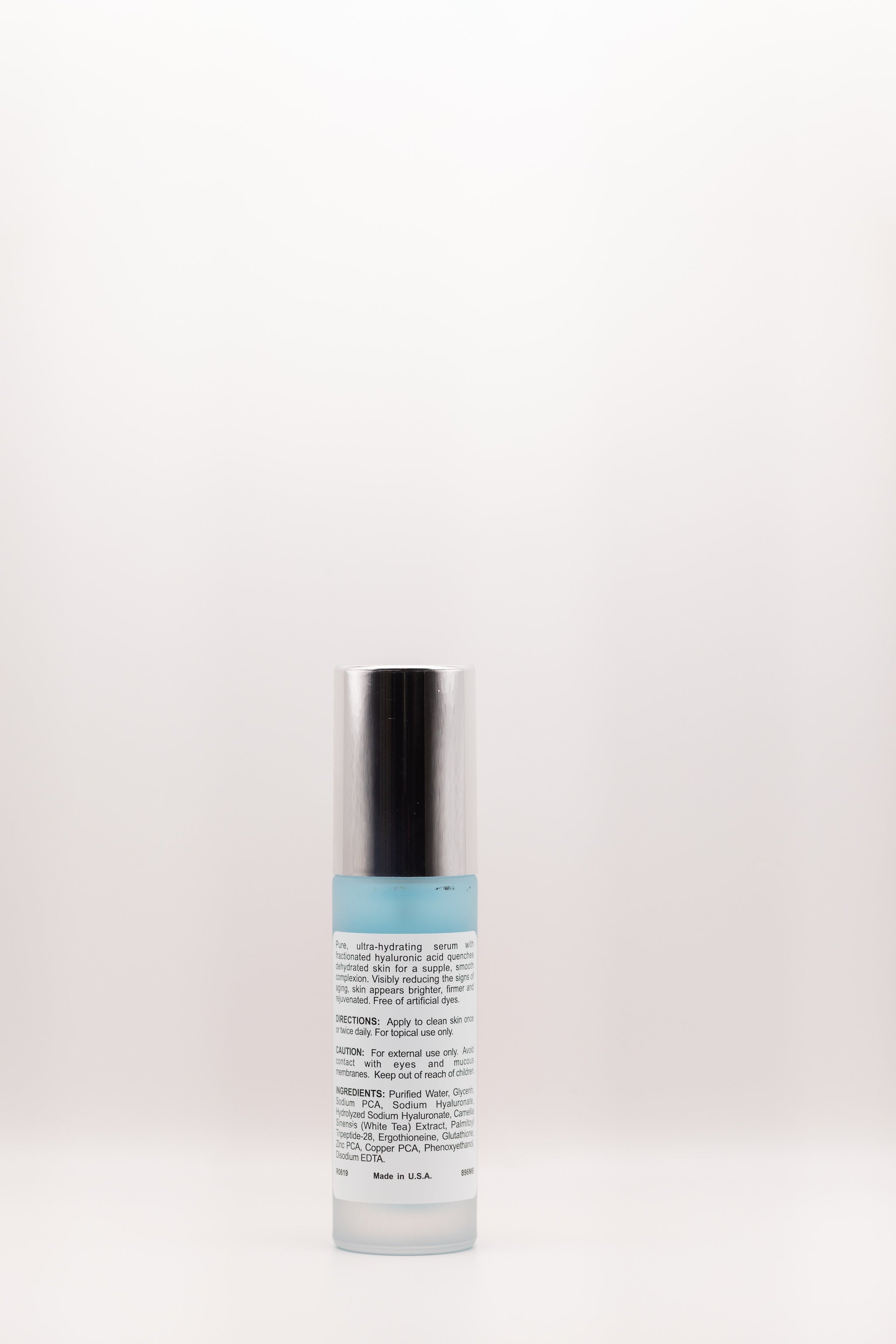 Back label of Dew Drop Mega Moisture Serum by The Parlour featuring ingredients and directions including hyaluronic acid, peptides, and hydrating humectants for dehydrated skin