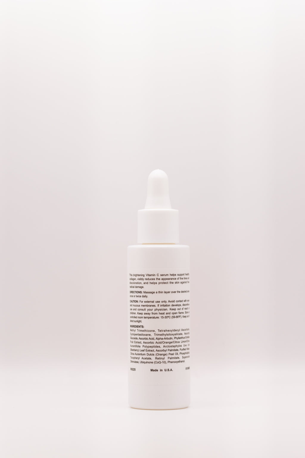 Back label of Glow Getter Silky C Serum by The Parlour featuring directions and ingredients for brightening, antioxidant protection, collagen support, and improving uneven skin tone