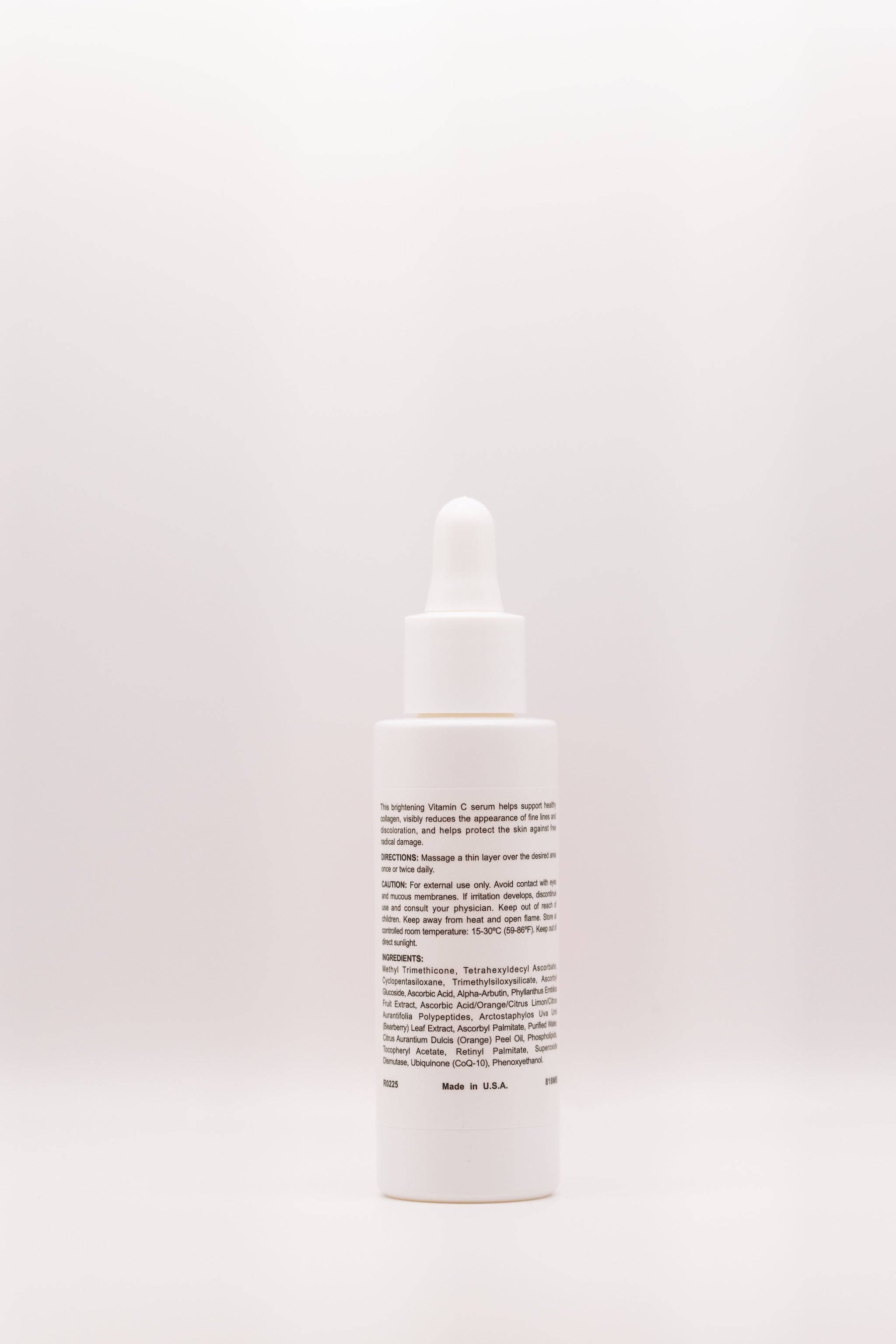 Back label of Glow Getter Silky C Serum by The Parlour featuring directions and ingredients for brightening, antioxidant protection, collagen support, and improving uneven skin tone