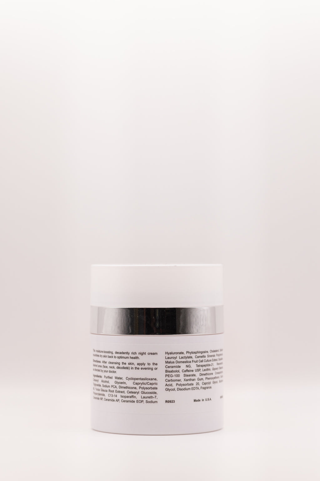 Back label of Hydration Haven moisturizing cream by The Parlour Miami showing ingredients, directions, and benefits for dehydrated and dry skin