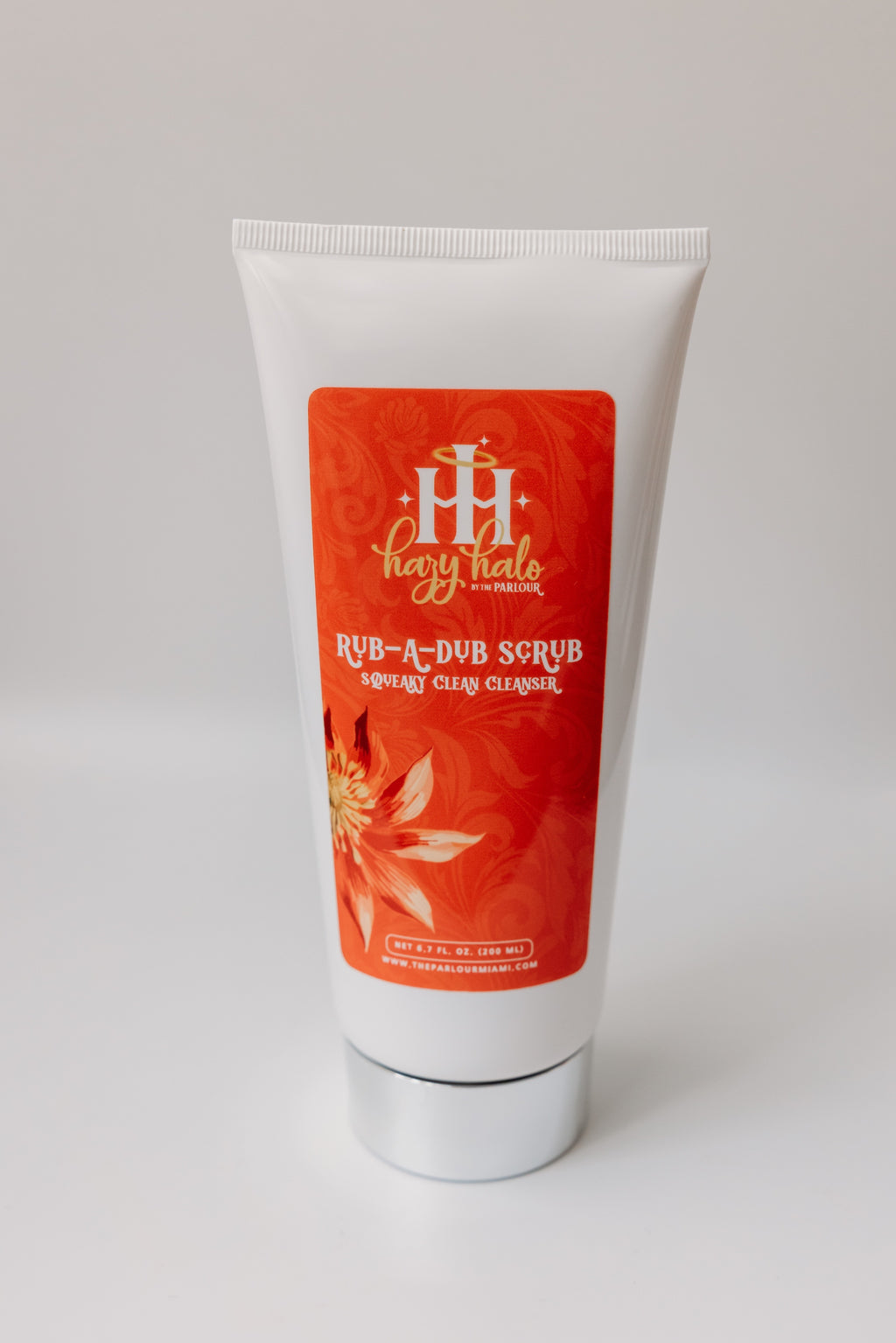 Front view of Rub-A-Dub Scrub exfoliating cleanser with glycolic acid by The Parlour Miami for dull skin, uneven texture, and refining pores.