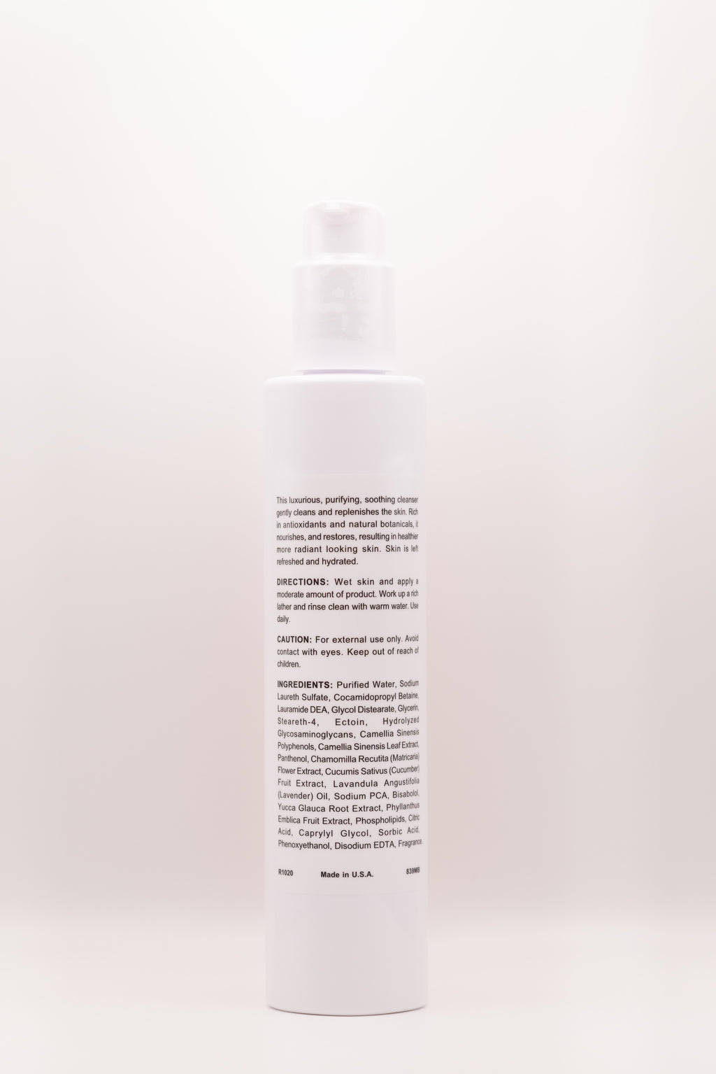 Back view of Tea Time Cleanser gentle antioxidant facial cleanser by The Parlour Miami for sensitive, dry, and calming skin care