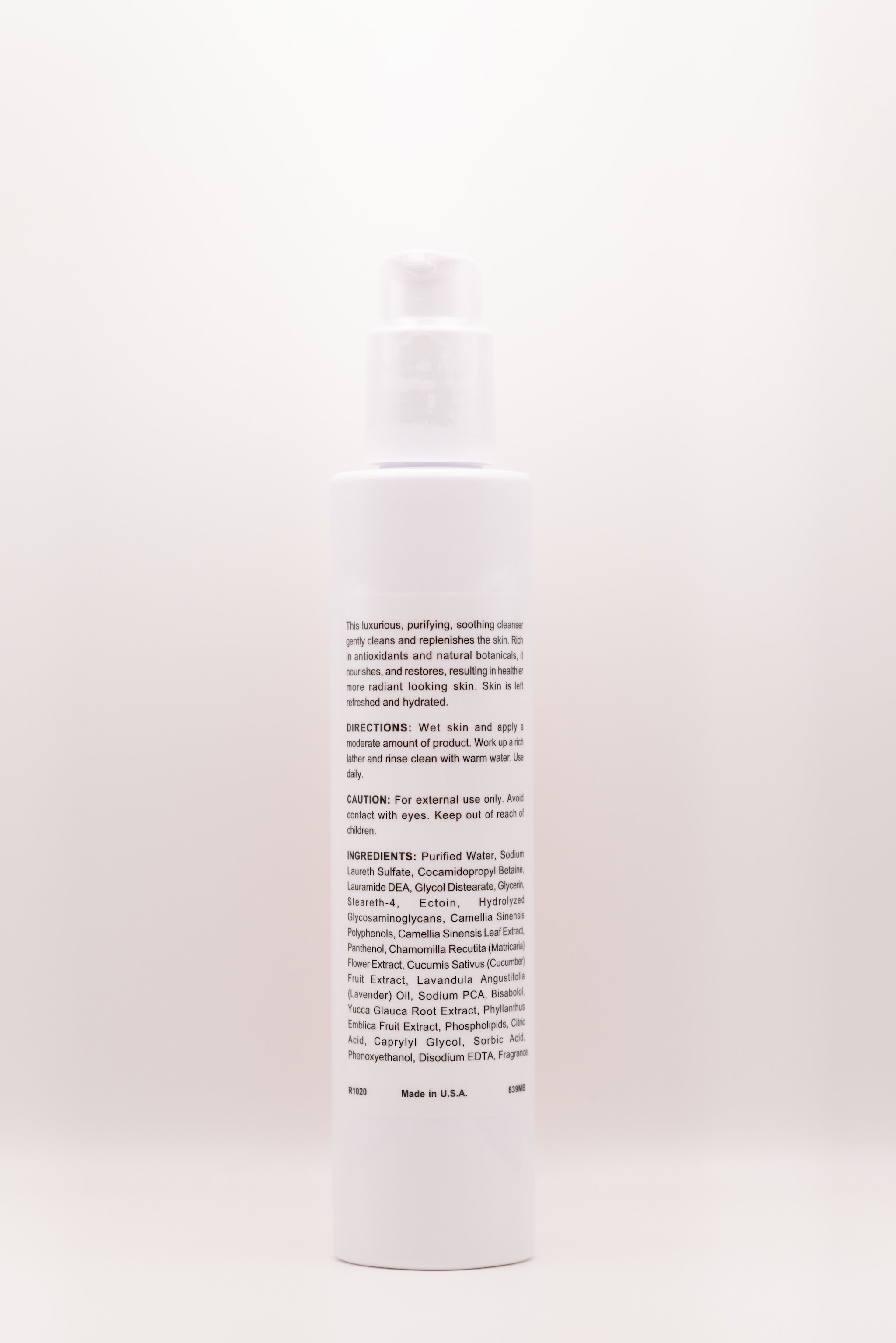 Back view of Tea Time Cleanser gentle antioxidant facial cleanser by The Parlour Miami for sensitive, dry, and calming skin care