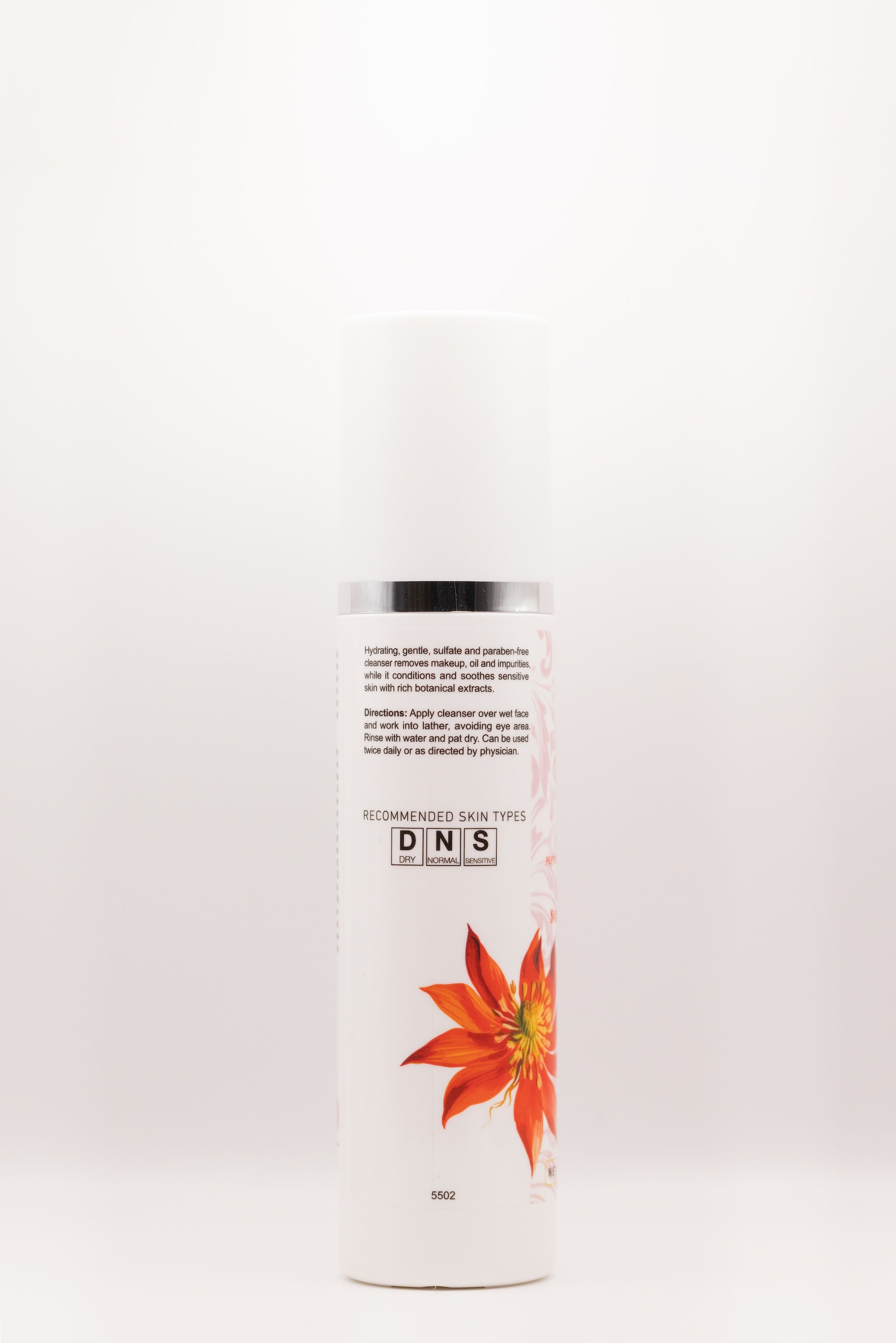 Back label of Zesty Zen gentle hydrating facial cleanser by The Parlour Miami with directions and description for sensitive, dry, and barrier-friendly cleansing